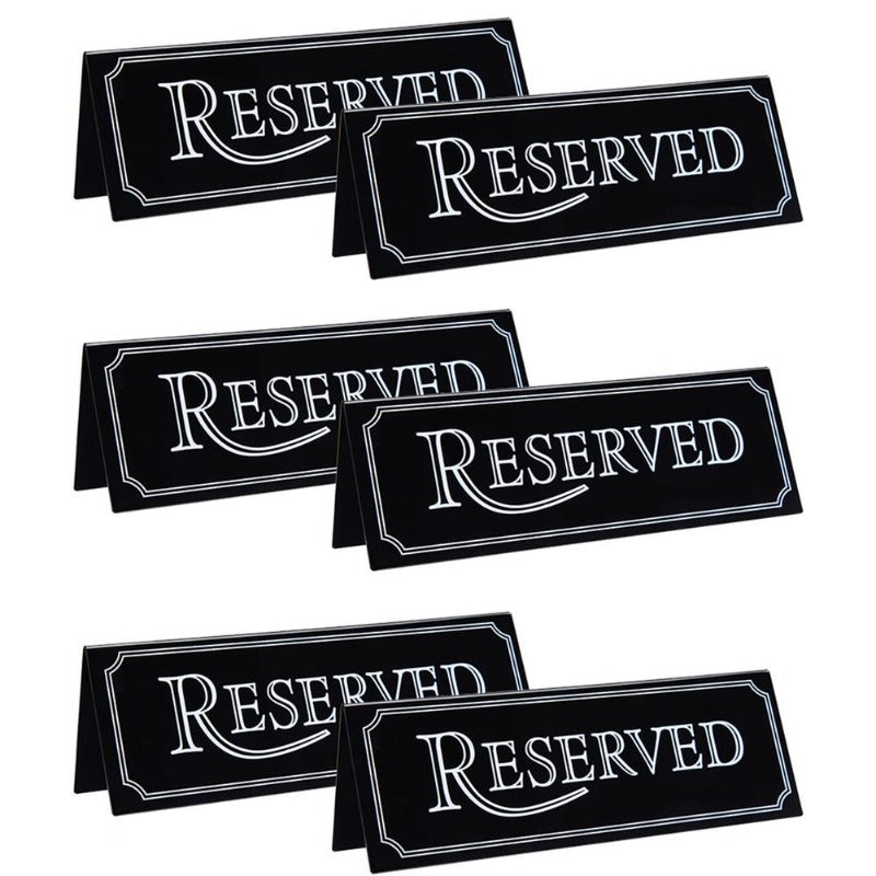 6Pcs Acrylic Reserved Table Signs Restaurant Wedding Party