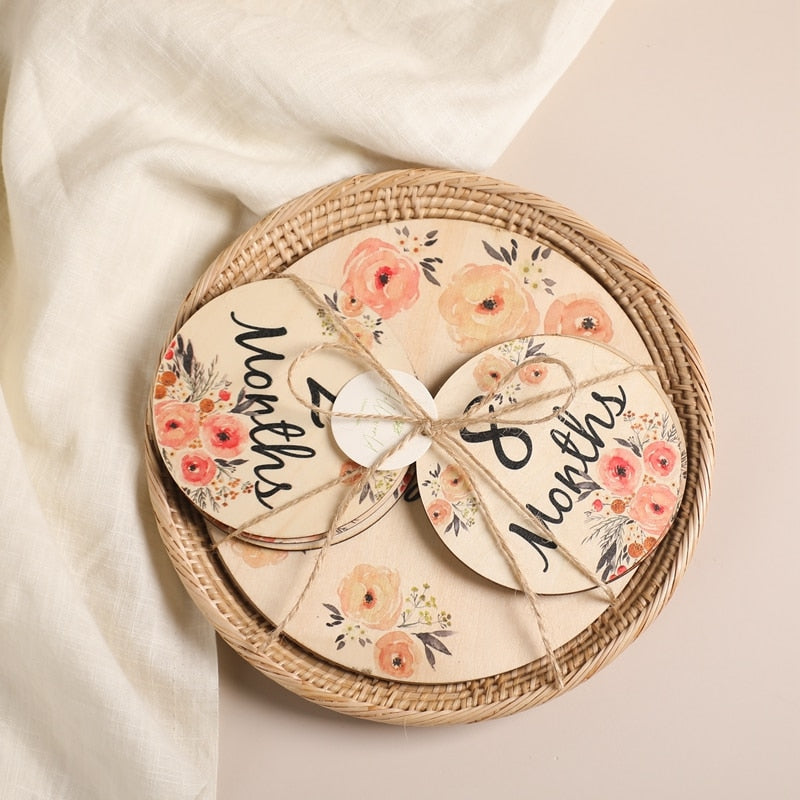 Baby Milestone Cards Double-Sided Flowers Photography Props