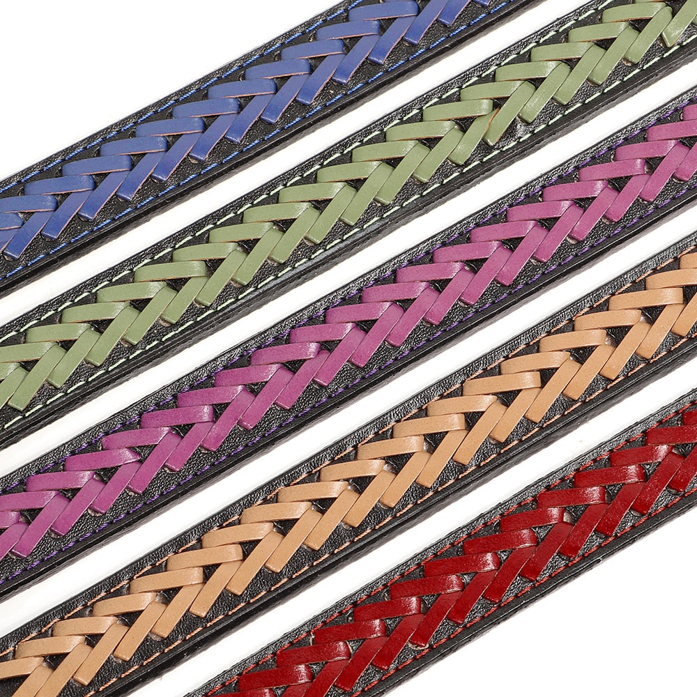 Braided Leather Buckle Puppy Dog Collar Pet Accessories