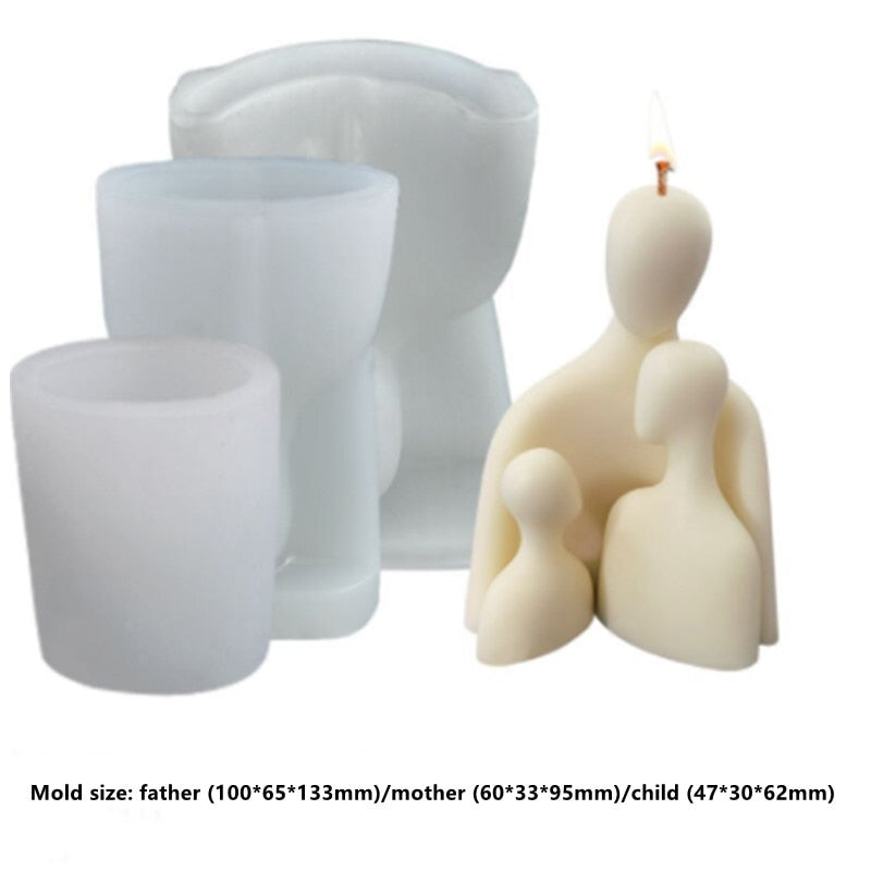 3D Abstract Romantic Couple Portrait Lovers Silicone Candle Mold Carving