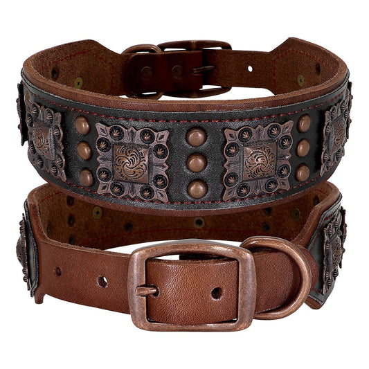 Stylish Rivets Leather Large Dog Collars