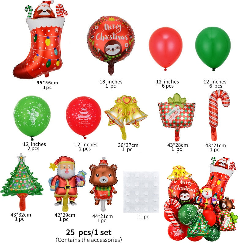 Christmas Party Foil Balloons Set