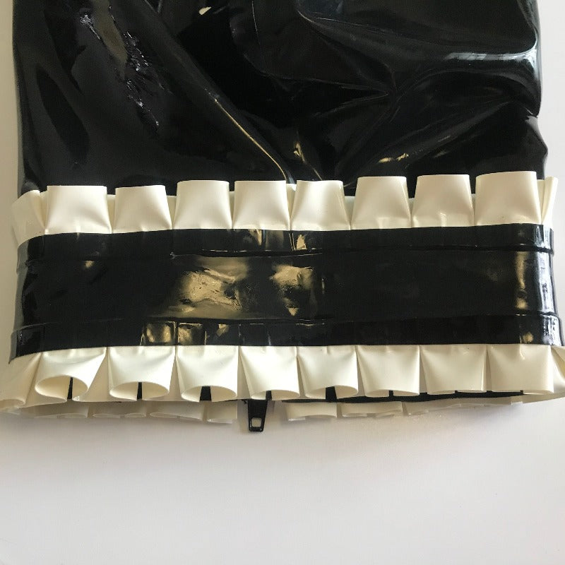 Sexy Black Latex Hood Rubber Mask With Hairpieces Wigs Bows Neck Lace