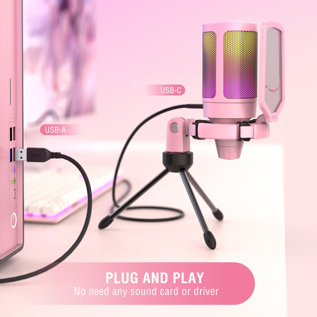 Usb Gaming Pc Microphone Streaming Podcasts Desktop Condenser