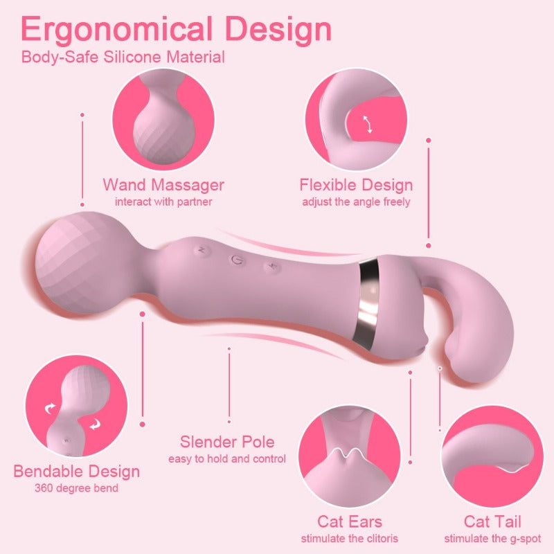 Powerful 3-In-1 Magic Wand Vibrator Clitoris G-Spot Stimulations Women