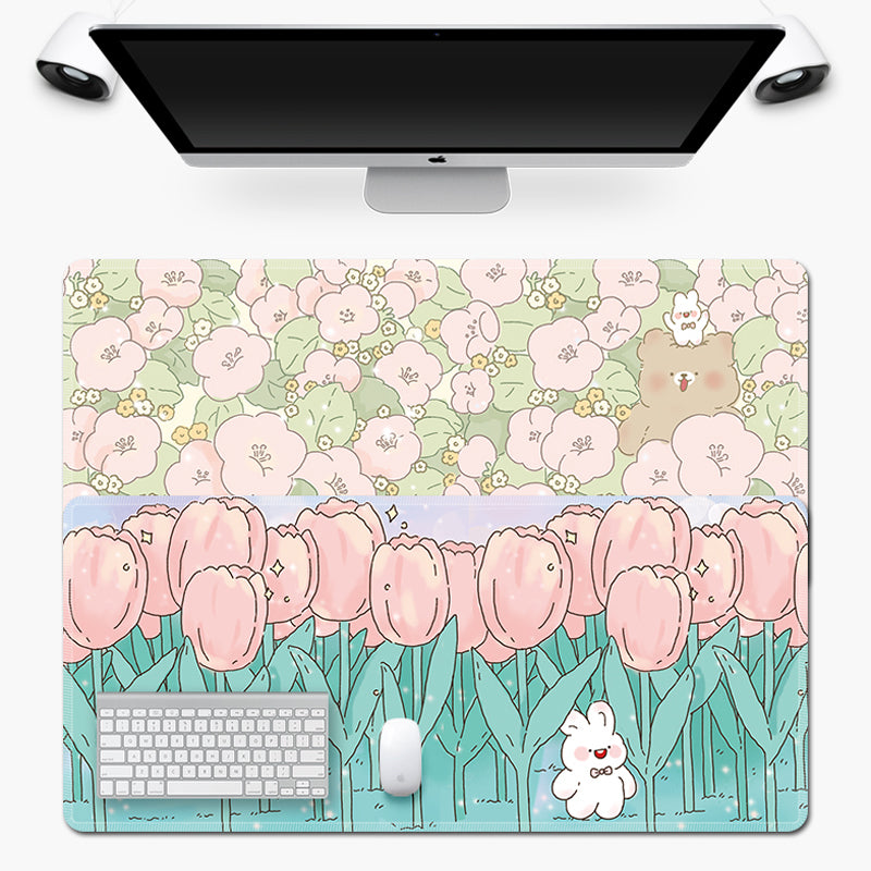 Floral Large Mousepad Kawaii Desk Pad Home Office