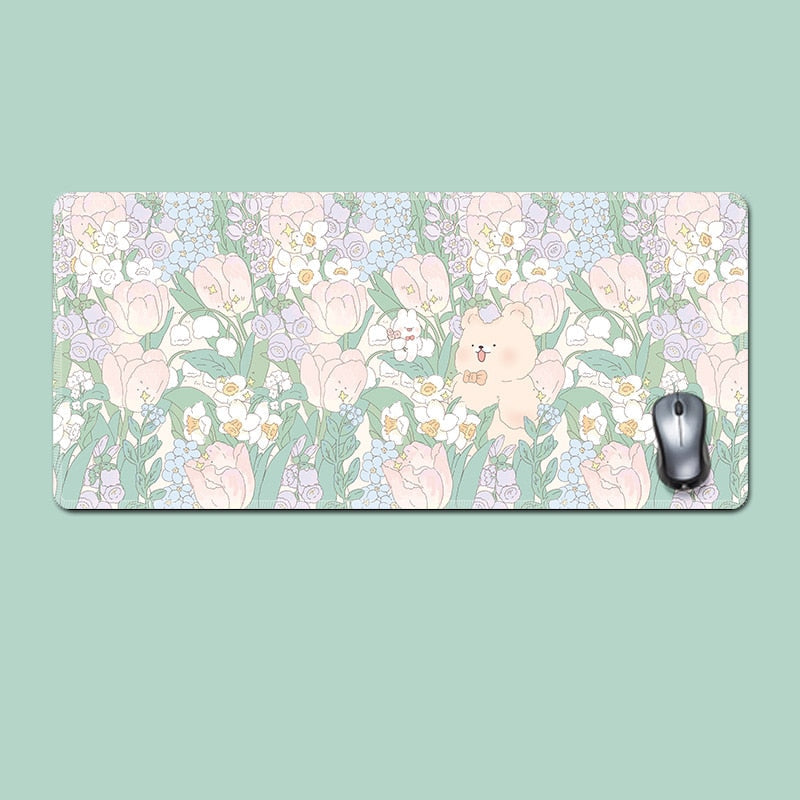 Floral Large Mousepad Kawaii Desk Pad Home Office