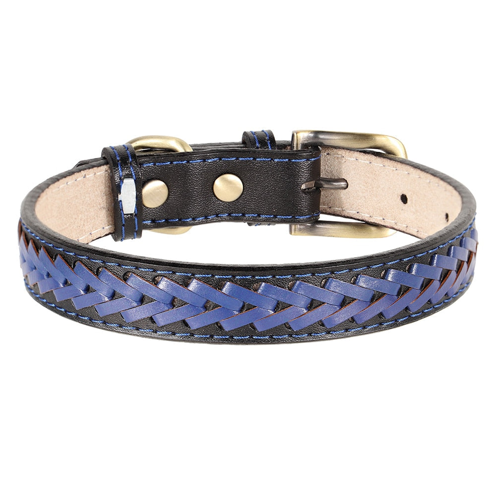 Braided Leather Buckle Puppy Dog Collar Pet Accessories