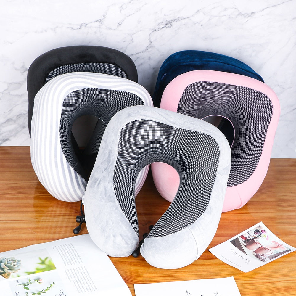 Soft Travel Pillow U Shaped Healthcare Memory Foam Neck Cervical Airplane Cushion