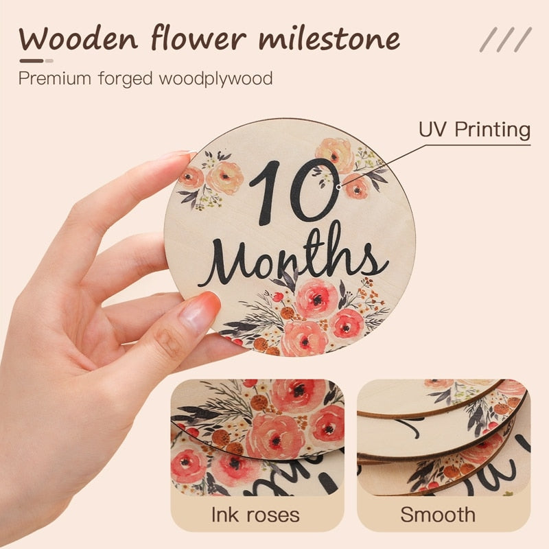 Baby Milestone Cards Double-Sided Flowers Photography Props