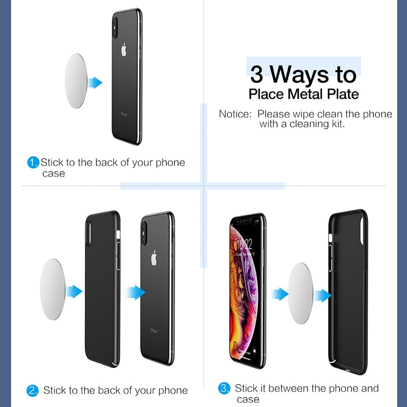 Round Metal Plate Disk Magnet Mobile Phone Holder Accessories