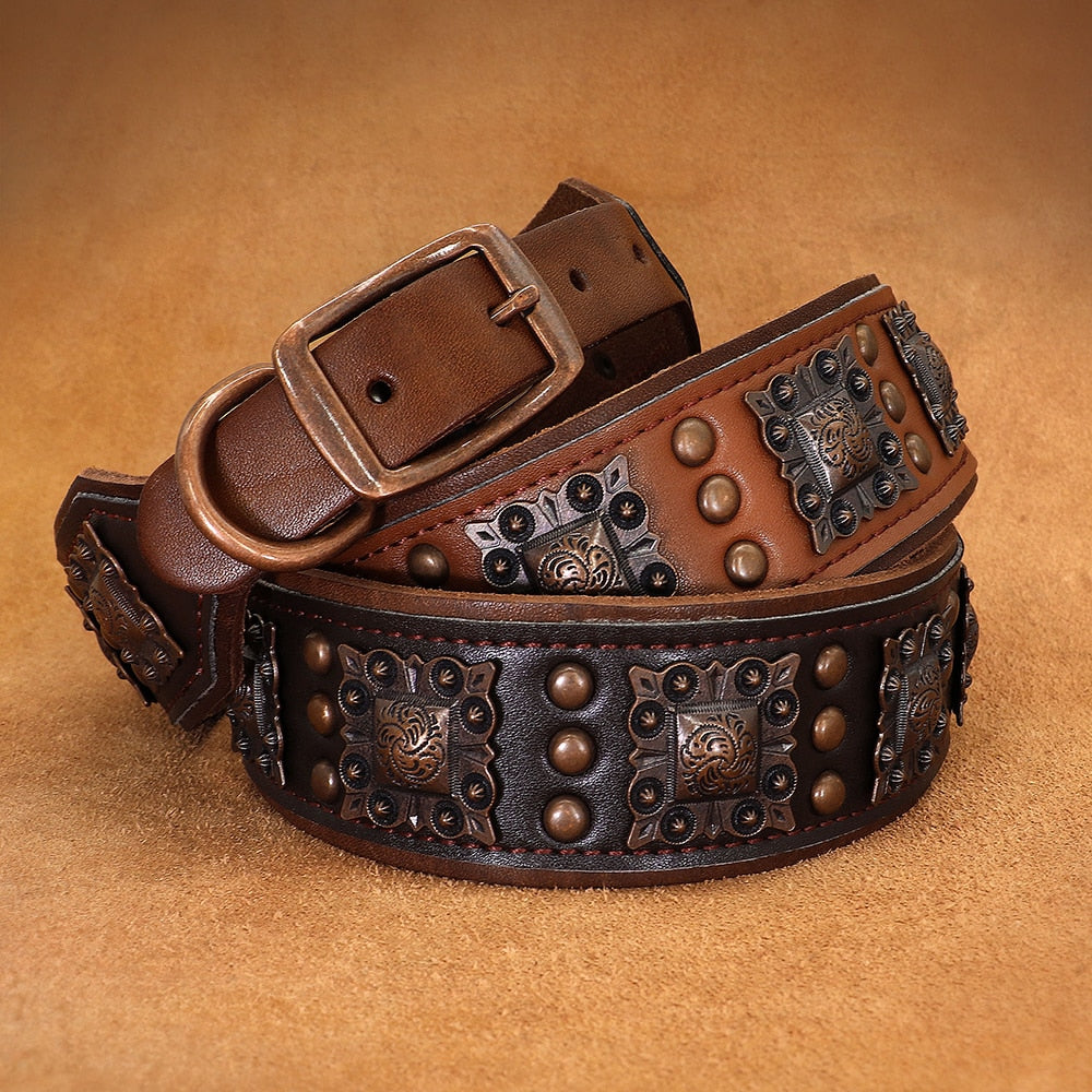 Stylish Rivets Leather Large Dog Collars