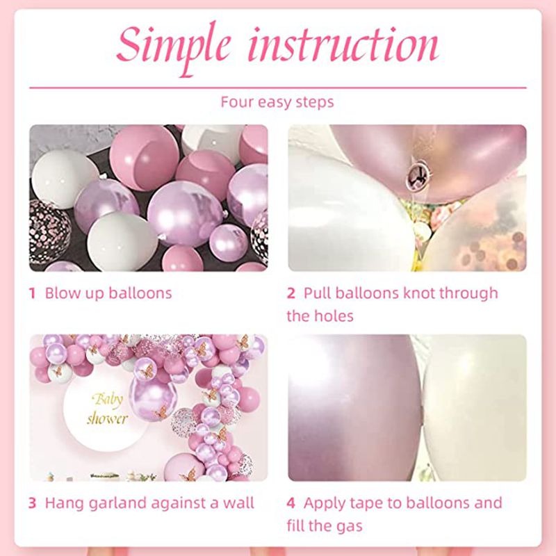 Butterfly Balloons Garland Arch Kit Purple Birthday Party Wedding Decor