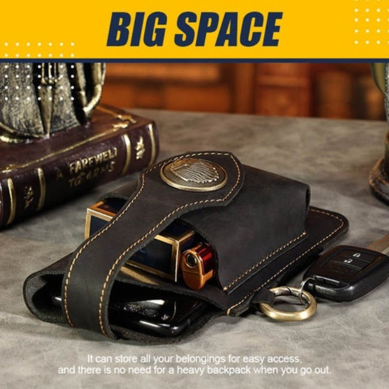 Multifunctional Leather Waist Belt Bag Phone Holder Men