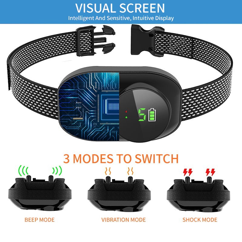 Anti Barking Dog Collar Rechargeable Automatic Stopper Effective Ip67 Waterproof Collars For