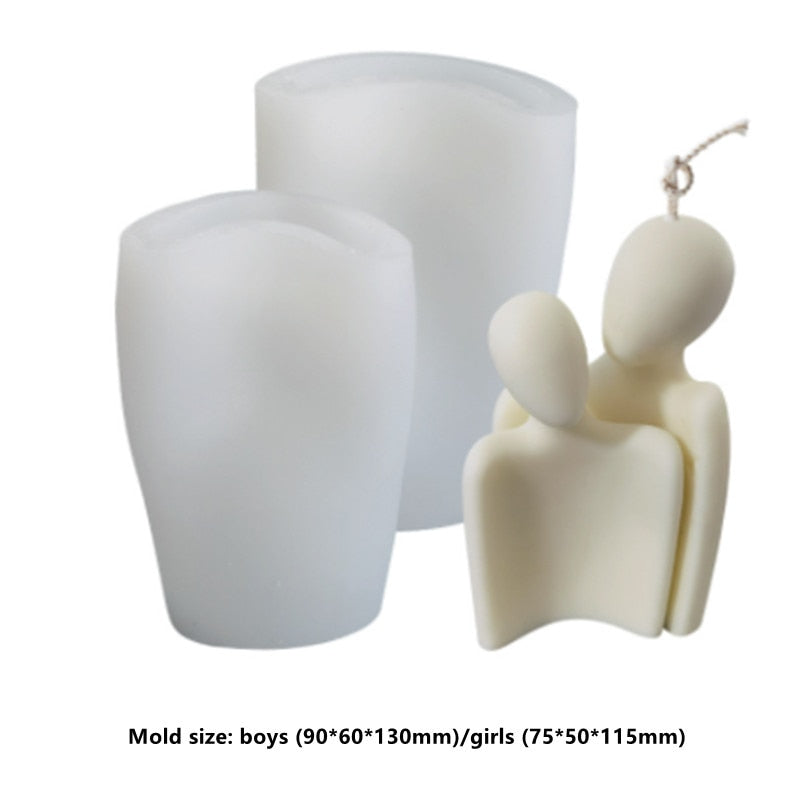 3D Abstract Romantic Couple Portrait Lovers Silicone Candle Mold Carving