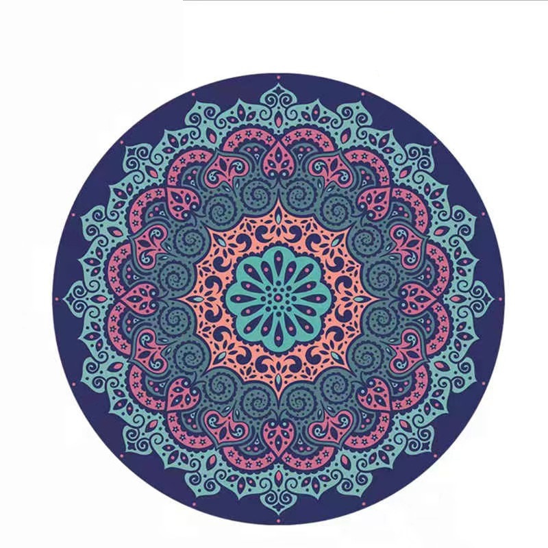 Round Yoga Mat Rubber Non-Slip Thick Wide Meditation Floor