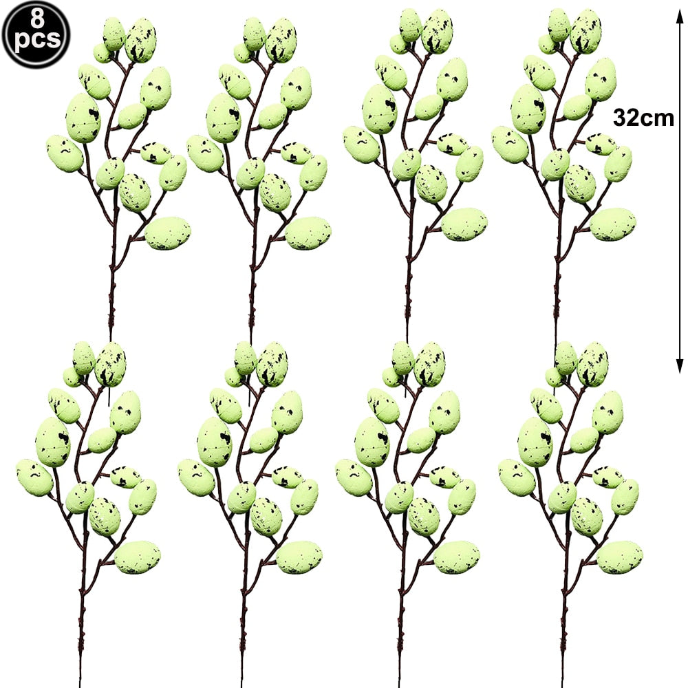 8Pcs Easter Egg Branch Ornaments Home Decor