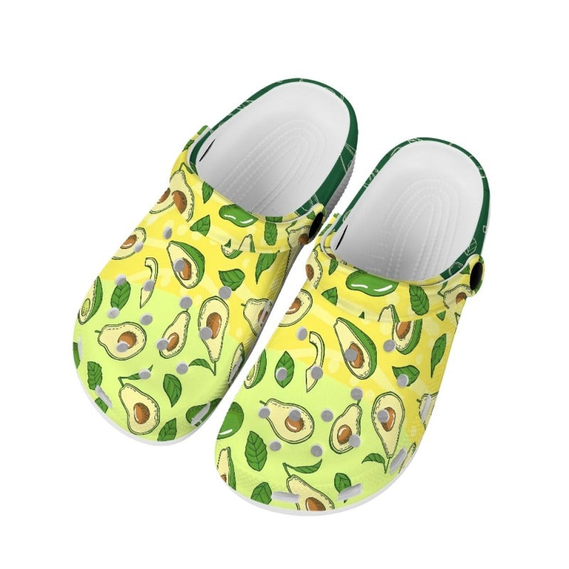 Avocado Printed Pattern Comfortable Non Slip Unisex Rubber On Clog Shoes