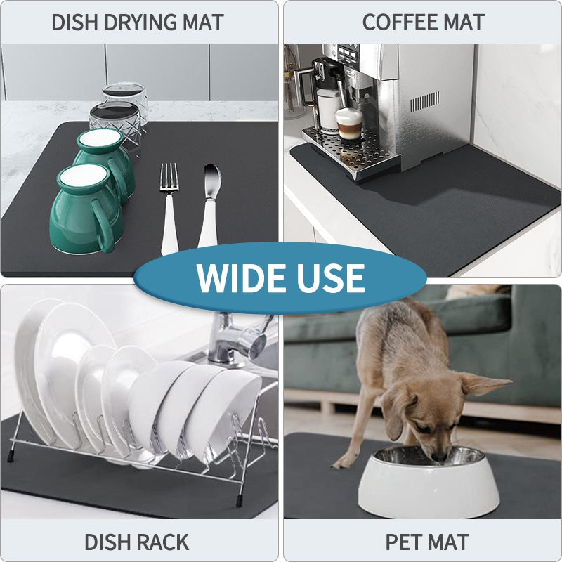 Absorbent Rubber Dish Drying Drain Mat Kitchen Accessories