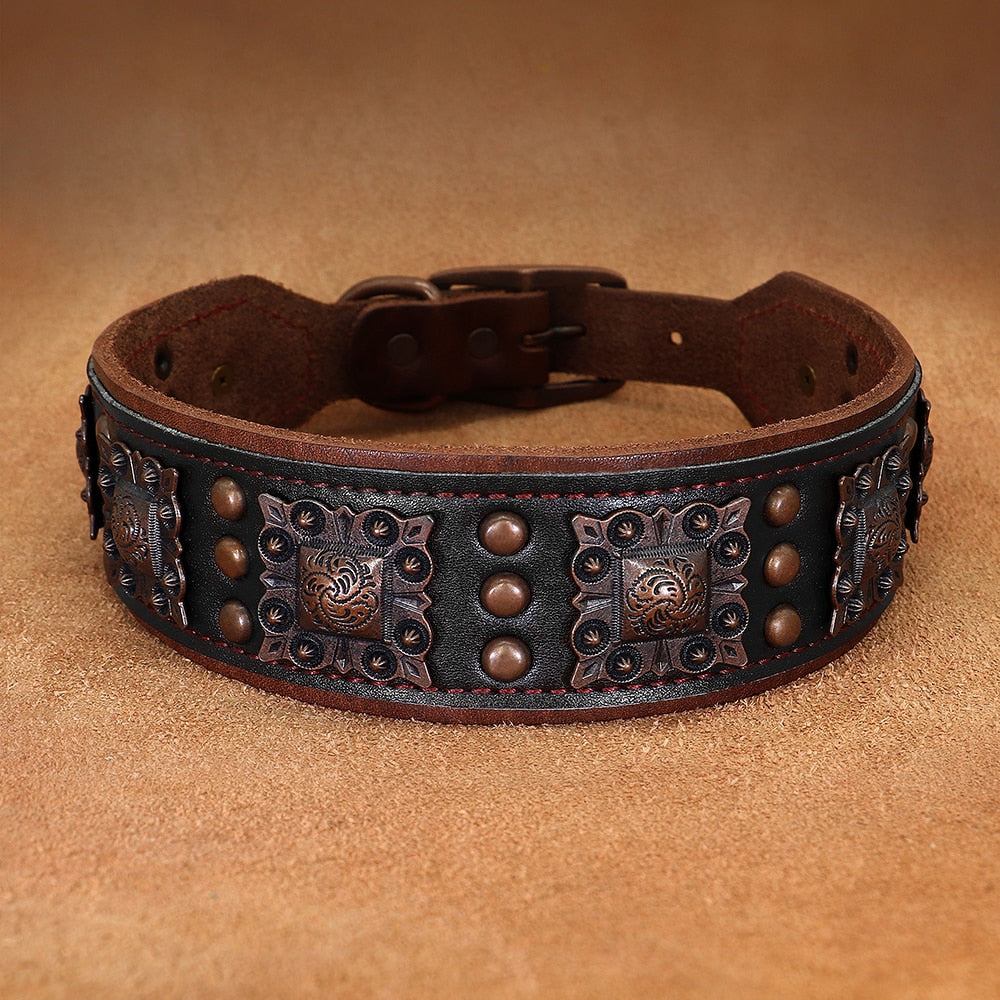 Stylish Rivets Leather Large Dog Collars