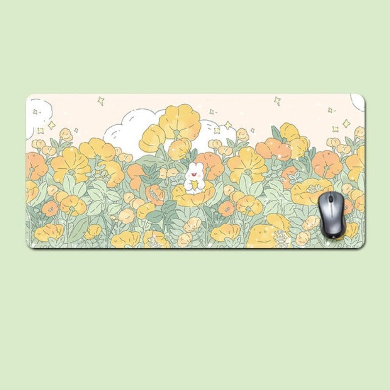 Floral Large Mousepad Kawaii Desk Pad Home Office