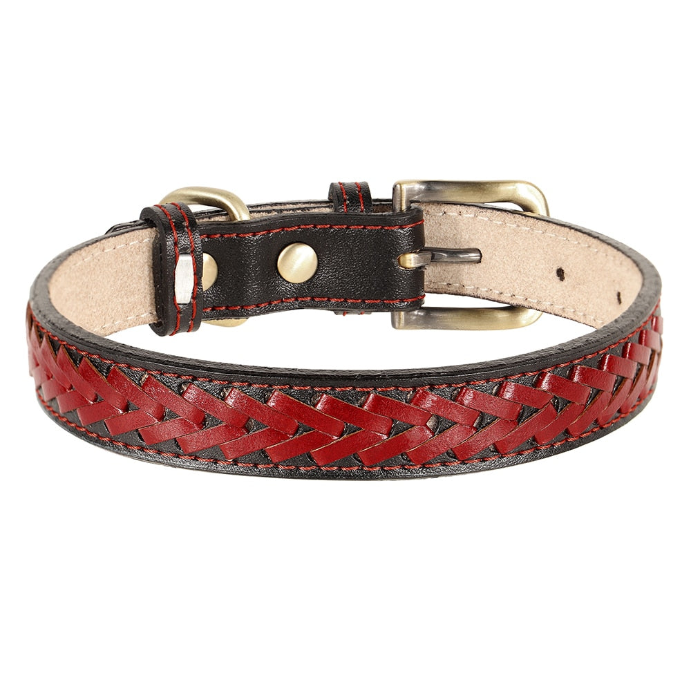 Braided Leather Buckle Puppy Dog Collar Pet Accessories