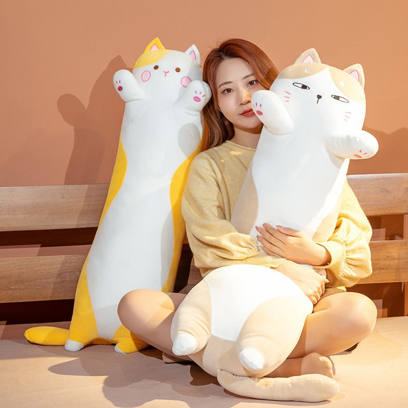 Cute Long Soft Plush Toy Sleeping Pillow Cats