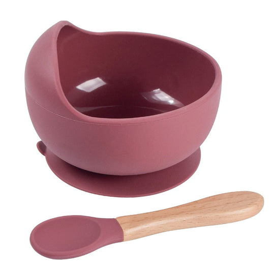 Silicone Little One Feeding Bowl Tableware For Kids Waterproof Suction With Spoon