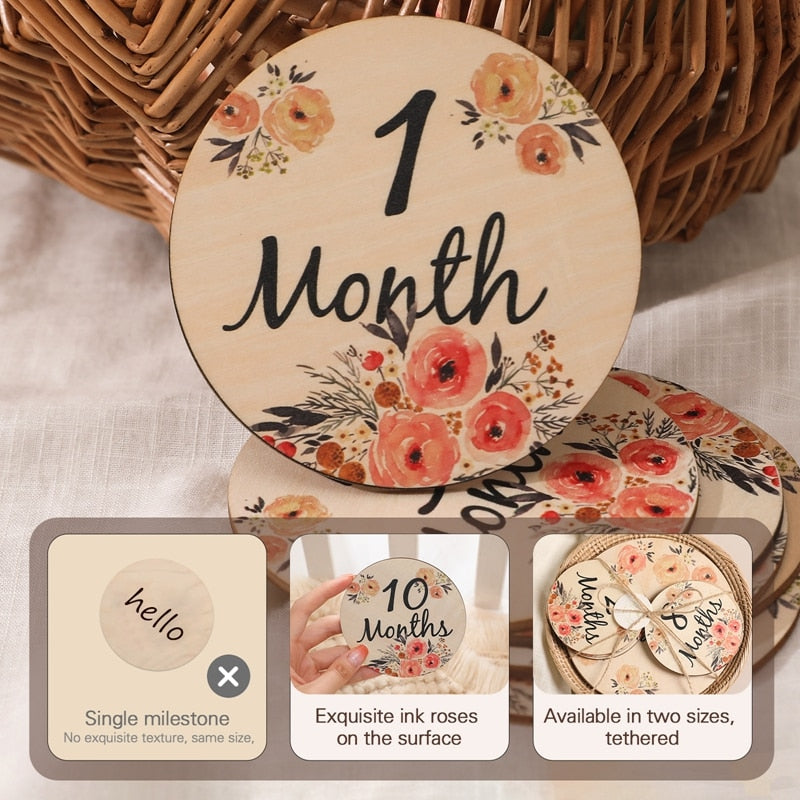 Baby Milestone Cards Double-Sided Flowers Photography Props
