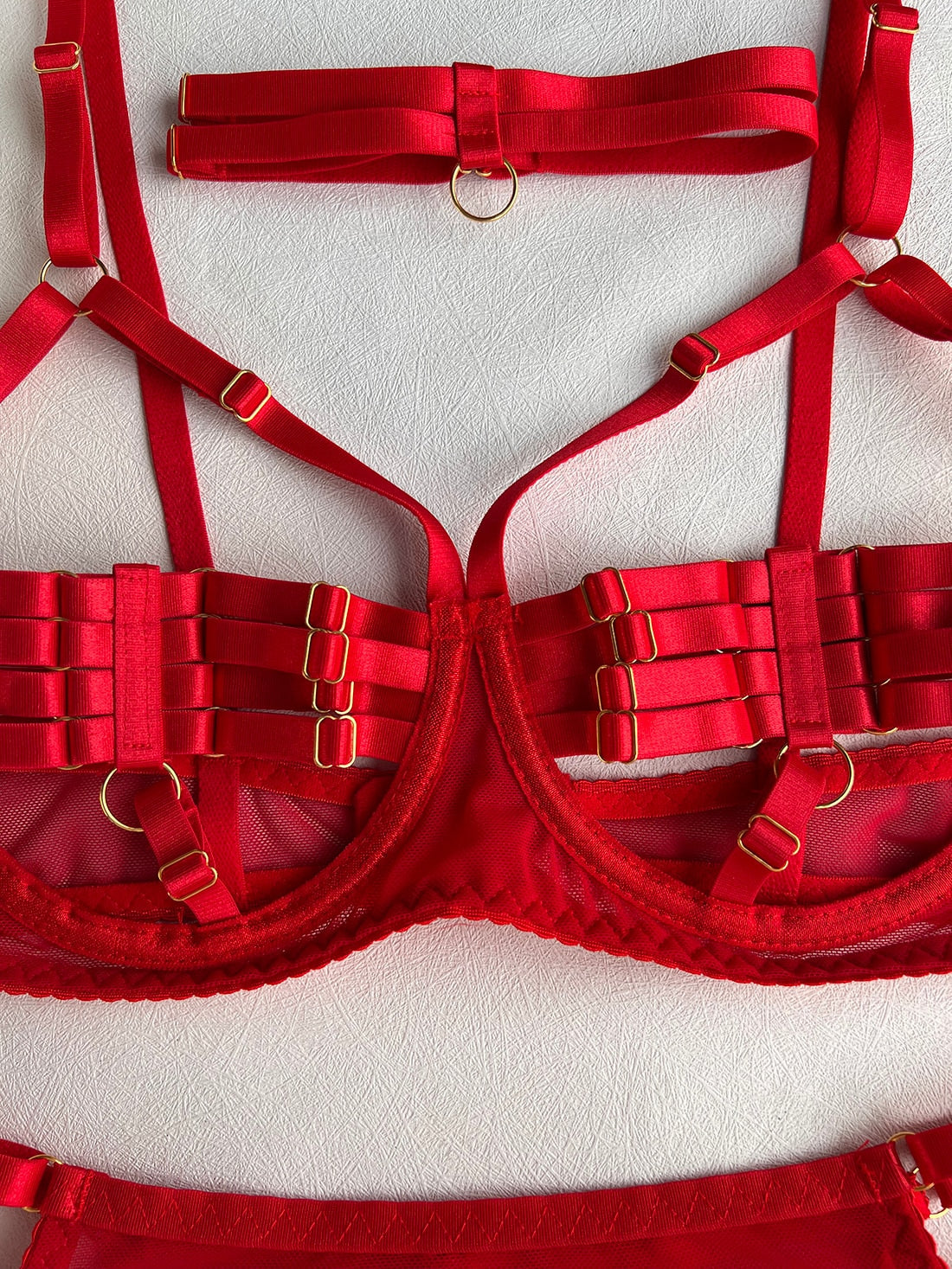 Colourful Sexy Open Bra Bondage Fetish Lingerie Set