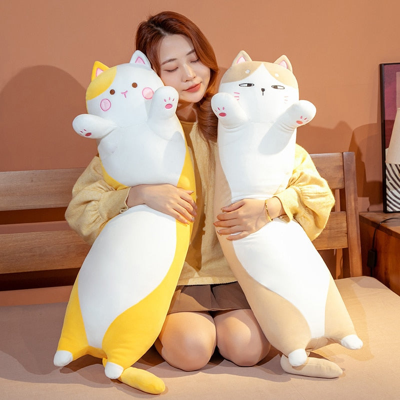 Cute Long Soft Plush Toy Sleeping Pillow Cats