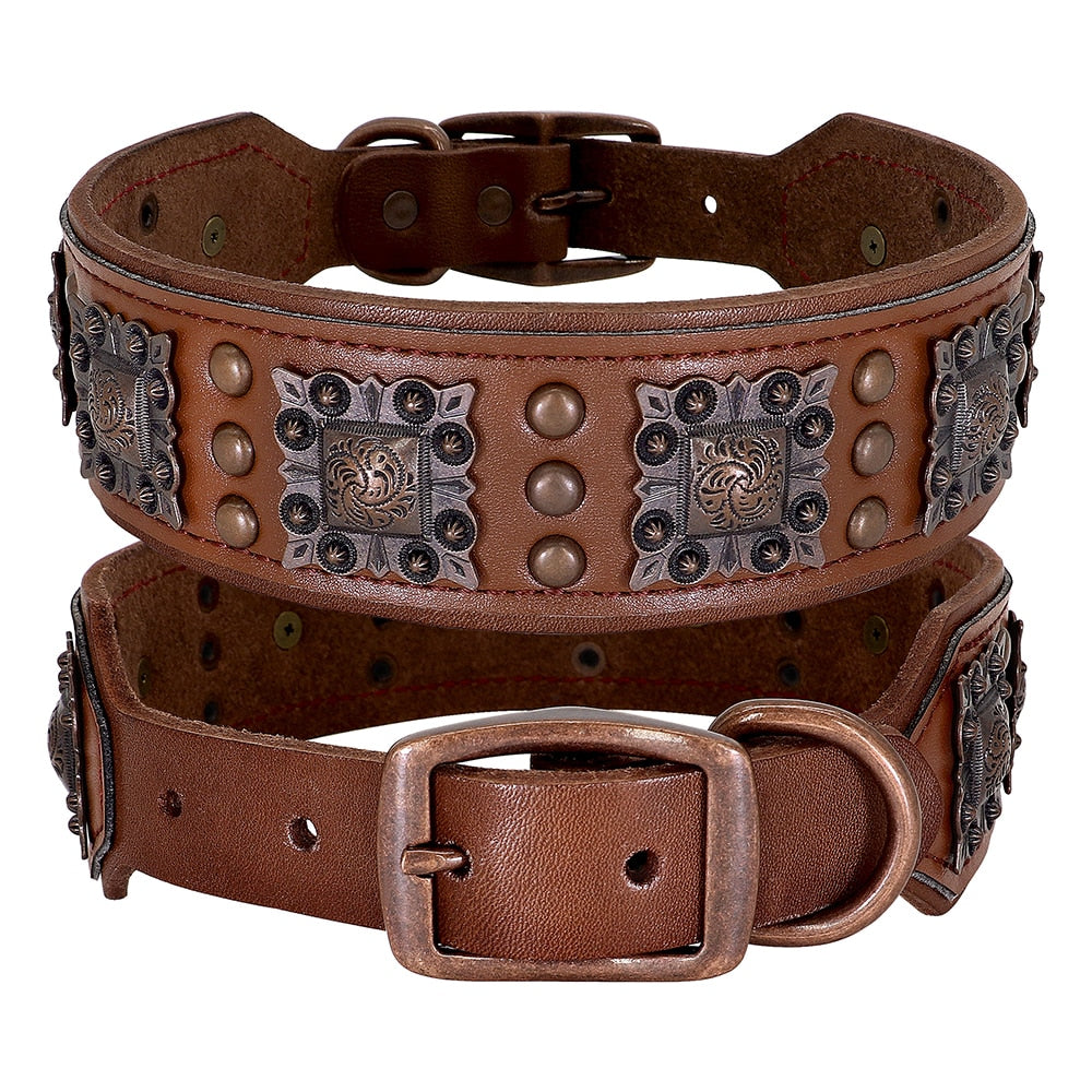 Stylish Rivets Leather Large Dog Collars