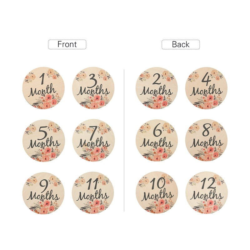 Baby Milestone Cards Double-Sided Flowers Photography Props