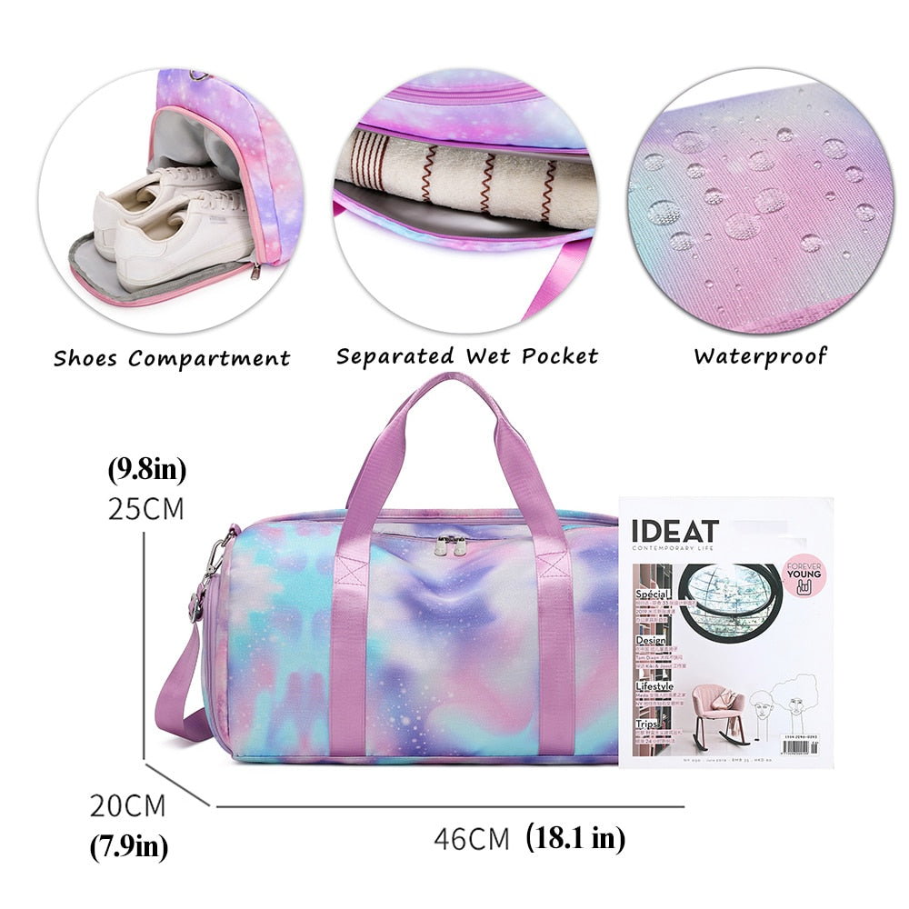Colourful Galaxy Kids Weekender Dancing Gymnastics Duffle Bag