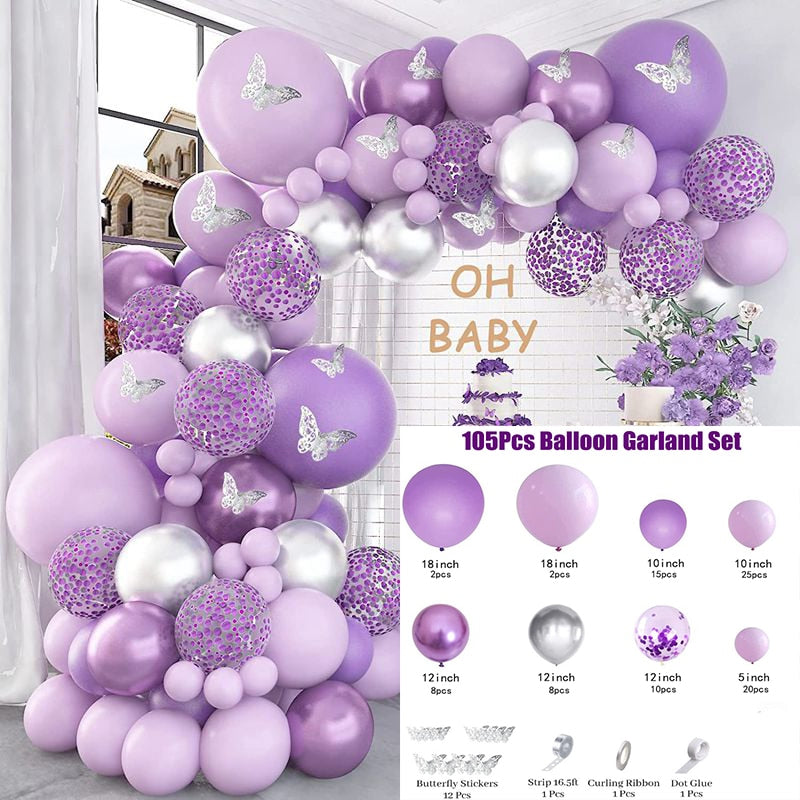 Butterfly Balloons Garland Arch Kit Purple Birthday Party Wedding Decor