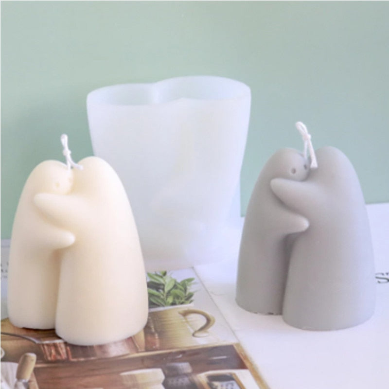 3D Abstract Romantic Couple Portrait Lovers Silicone Candle Mold Carving