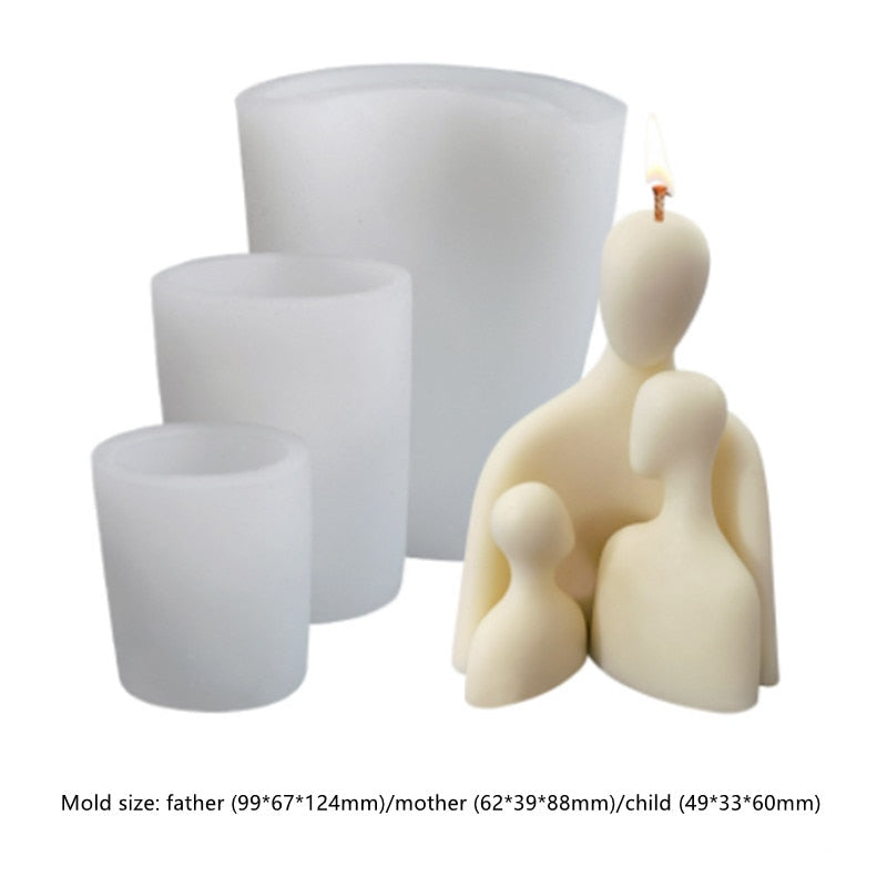 3D Abstract Romantic Couple Portrait Lovers Silicone Candle Mold Carving