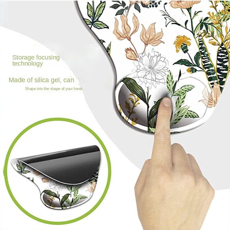 Ergonomic Silicone Wrist Rest Office Floral Mouse Pad