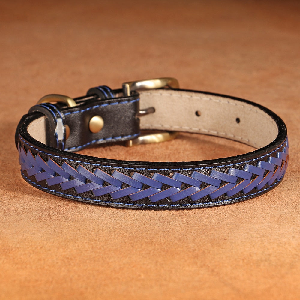 Braided Leather Buckle Puppy Dog Collar Pet Accessories