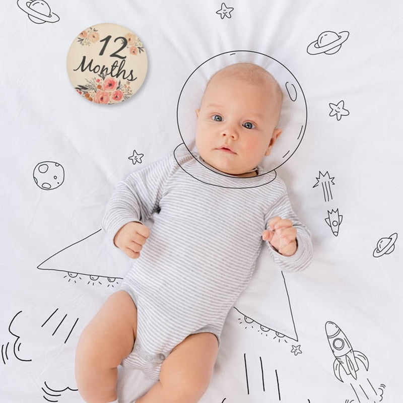 Baby Milestone Cards Double-Sided Flowers Photography Props
