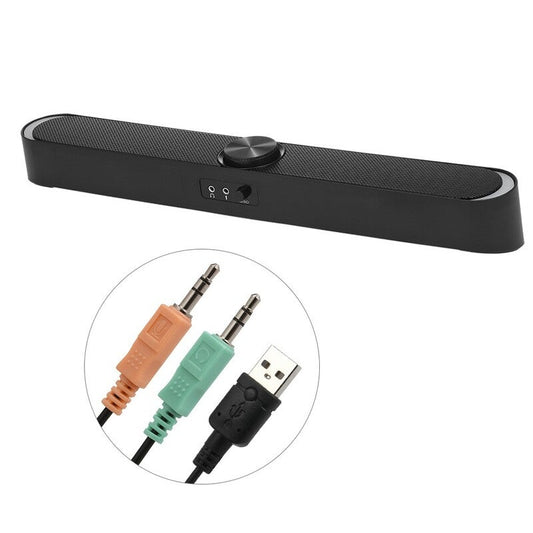 Sada V 198 Usb Powered Sound Bar Computer Speakers With Led Lights 3.5Mm Audio Mic Plug Wired Soundbar For Pc Cellphone
