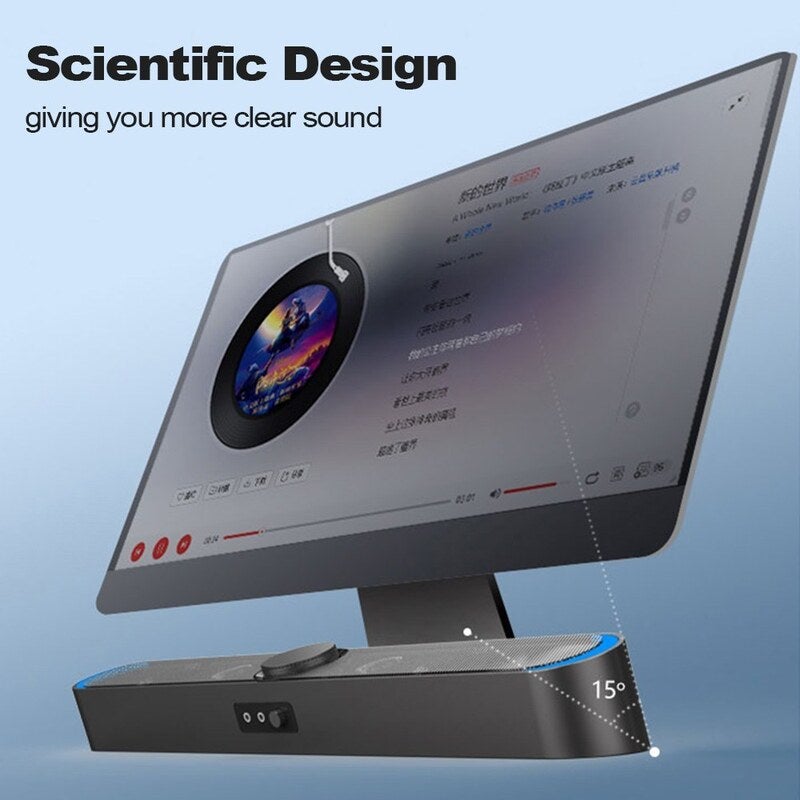 Sada V 198 Usb Powered Sound Bar Computer Speakers With Led Lights 3.5Mm Audio Mic Plug Wired Soundbar For Pc Cellphone