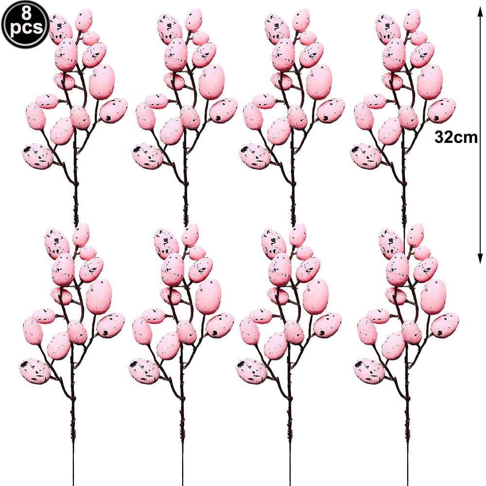 8Pcs Easter Egg Branch Ornaments Home Decor