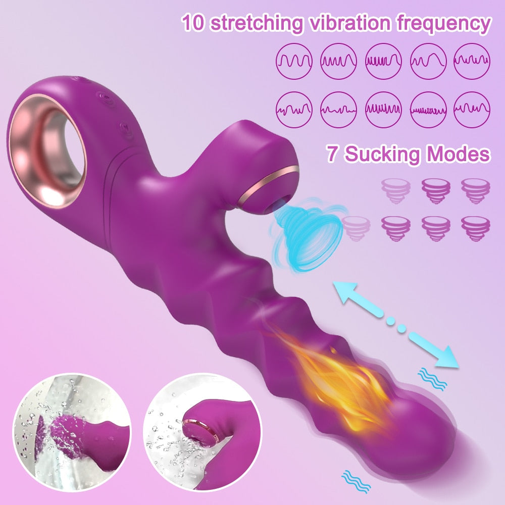 Thrusting Dildo Vibrator Female Clitoris Sucker Stimulator Clitoral Sucking Heating Vibrating