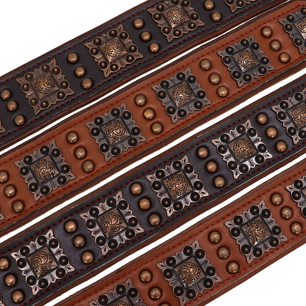 Stylish Rivets Leather Large Dog Collars