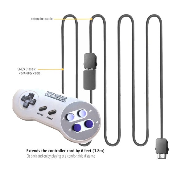 2Pack Classic Controller Snes Extension Cable 3M / 10 Ft Super Nes Power Cord For Nintendo Edition Mini