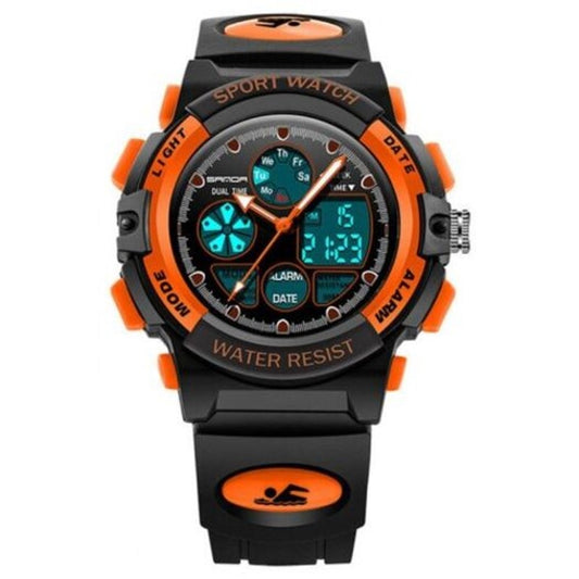 Dual Display Children Colorful Alarm Luminous Calendar Watch Orange