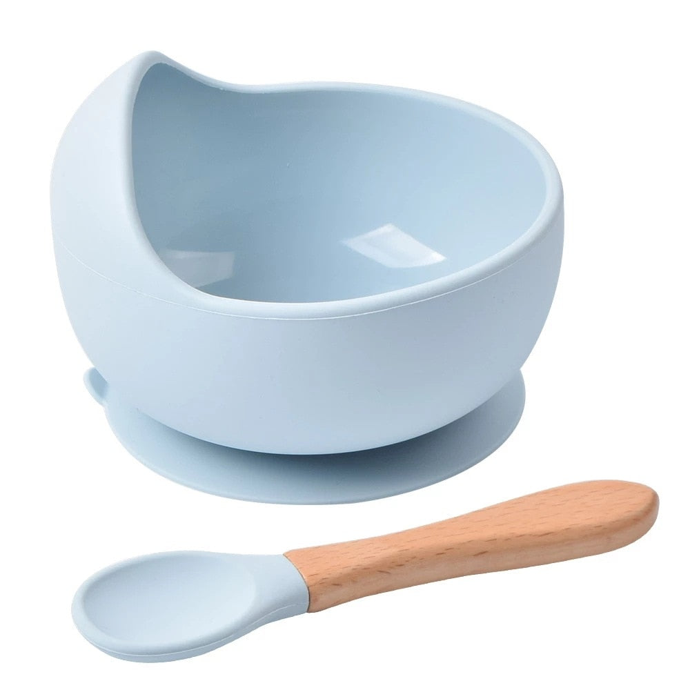 Silicone Little One Feeding Bowl Tableware For Kids Waterproof Suction With Spoon