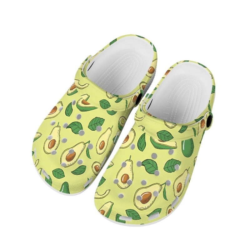 Avocado Printed Pattern Comfortable Non Slip Unisex Rubber On Clog Shoes